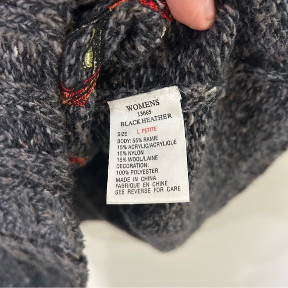 Woolrich Women's Gray Knit Zip-Up Embroidered Wool Blend Vest Size Large Petite - Picture 5 of 8